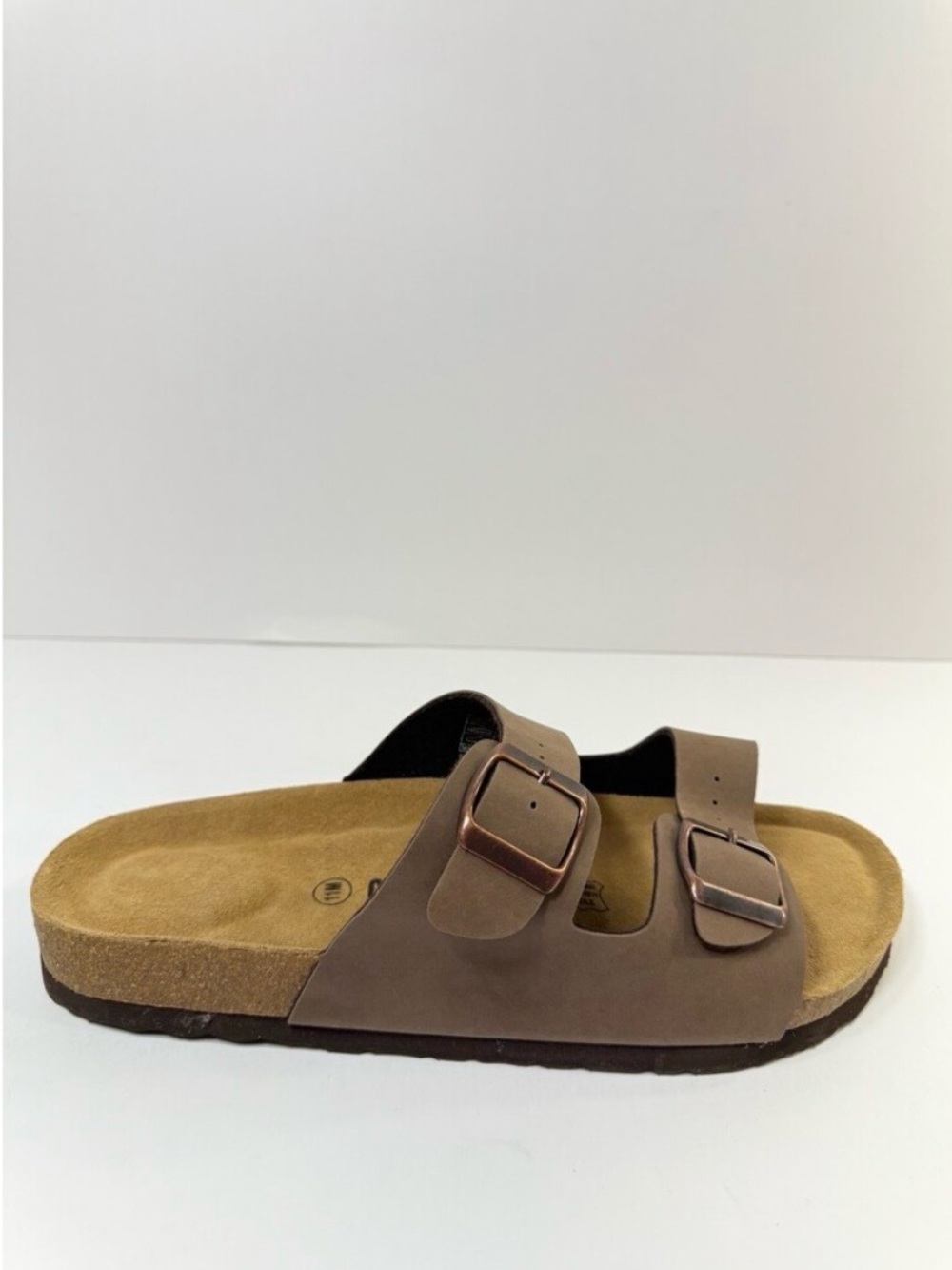 Men's Dual-Buckle Brown Slide Sandal